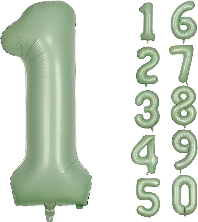 40 Inch Green Number 1 Balloon Olive Green Foil Balloons Sage Green 1 Balloons by Yeodong
