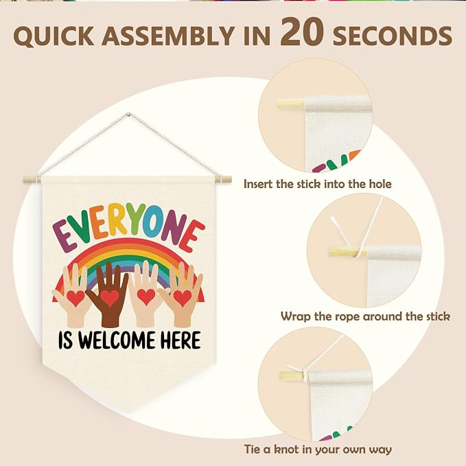 Classroom Door Wall Decorations, Inspirational Diversity Linen Canvas Banner - Image 6