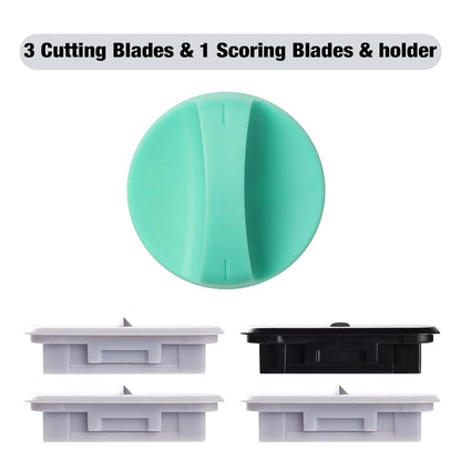 Likart 4-Pack Paper Cutter Replacement Blade Kit,Portable Trimmer Cutting Blades Compatible for Portable Trimmer/Basic Trimmer/Roll Holder,3 Cutting Blades & 1 Scoring Blades with a Holder,Light Green