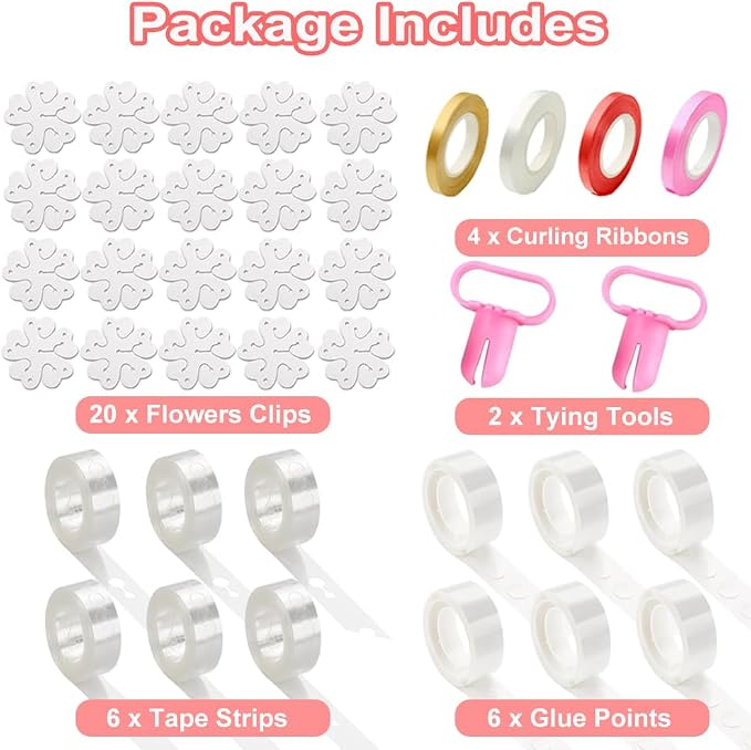 38-in-1 Balloon Arch Garland Kit, 6 Rolls 98ft Tape Strips, 6 Rolls 600 Glue - Image 2