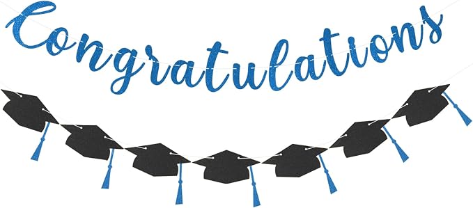 Class of 2026 Graduation Decorations Pre-Strung Glitter Congratulations Banner by Unknown
