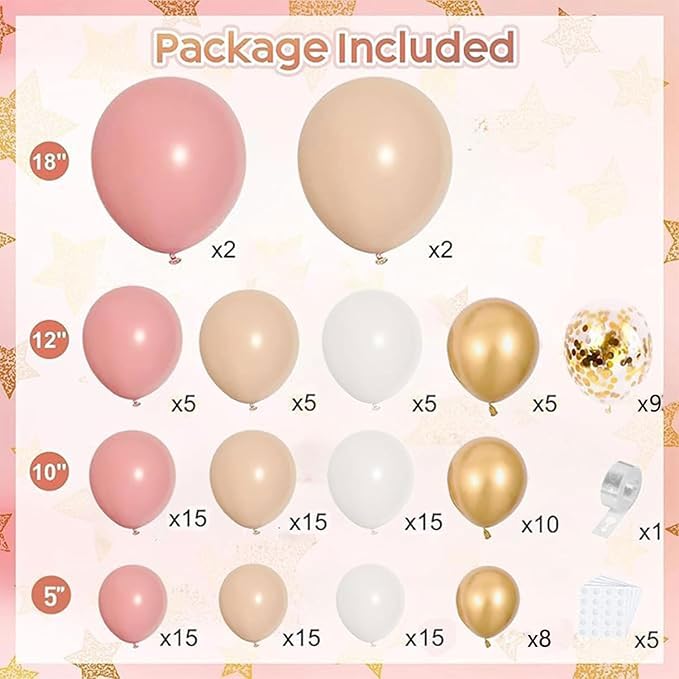 Blush Pink White Gold Nude Balloons Arch Kit, Party Decor. | Blush Retro Pink - Image 2