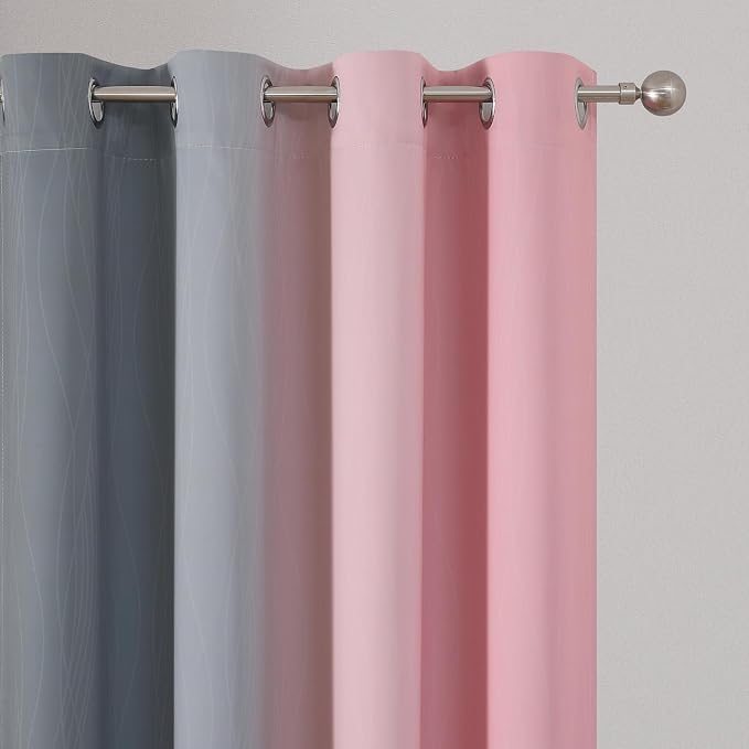 Ombre Grey and Pink Blackout Curtains 72 Inch Length 2 Panels, Full Room - Image 4