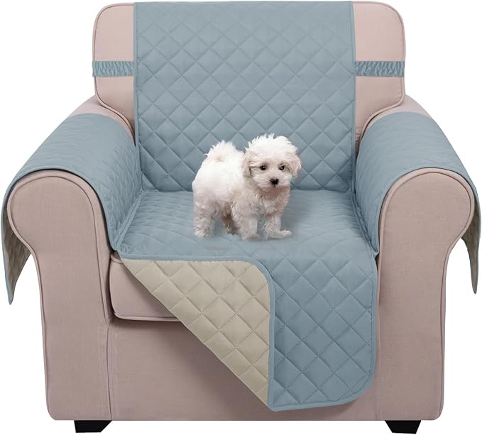 U-NICE HOME Reversible Recliner Chair Covers, Light Blue/Beige | 23''Armchair by U-NICEHOME