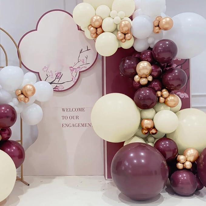 Dark Purple White Gold Balloon Garland Arch Kit - Image 6