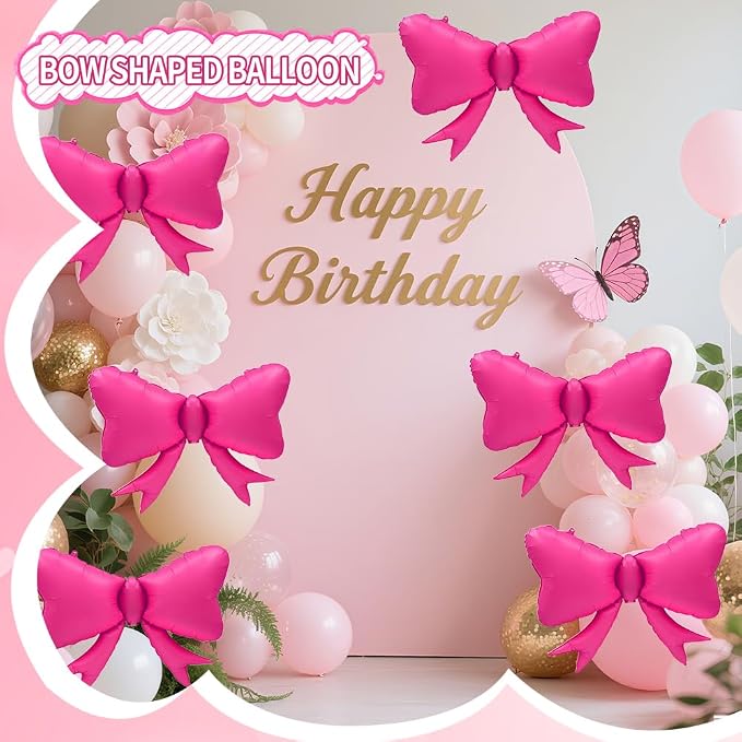 6pcs Jumbo Oversized Ribbon Balloons Coquette Bow Balloons Bow Party Coquette - Image 7