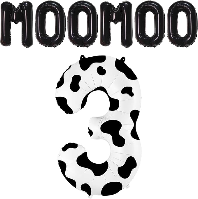 40 Inch Cow Print Balloon, Number 3 balloons Cow Balloons - Image 2