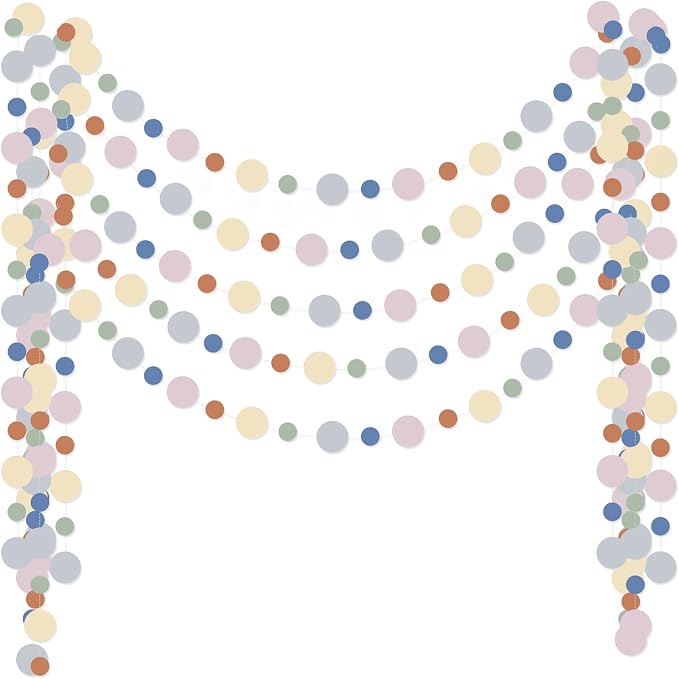 Outus 5 Pieces Colorful Circle Garland Banner Hanging Paper Dot Decorations by Outus