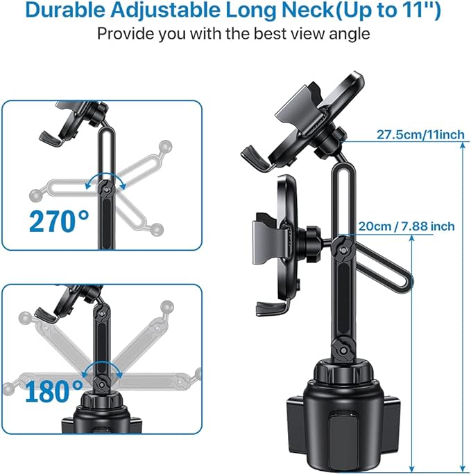 Miracase Cup Phone Holder for Car, Adjustable Long Neck Car Cup Holder Phone - Image 4