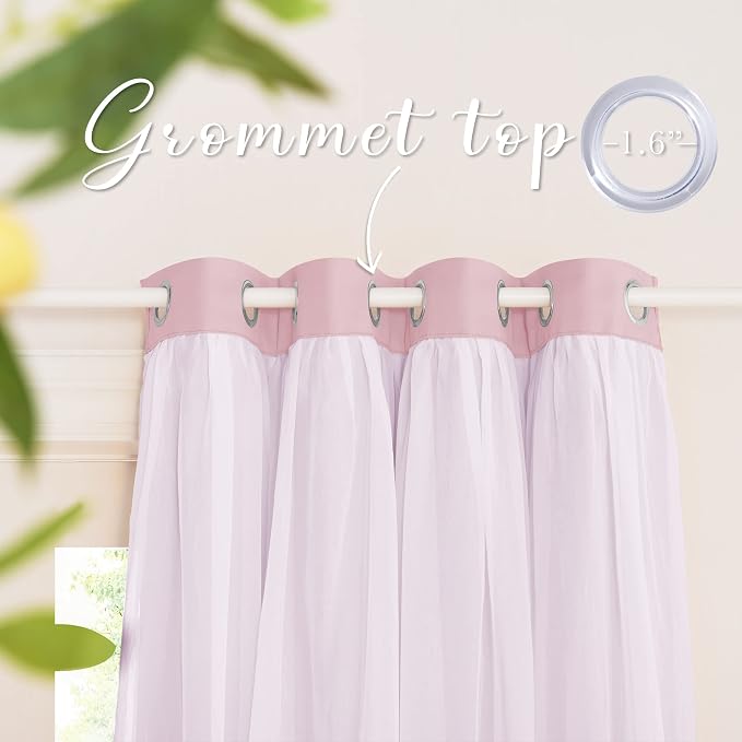 PONY DANCE Short Pink Curtains, 52 W x 63 L, Light Pink - Image 3