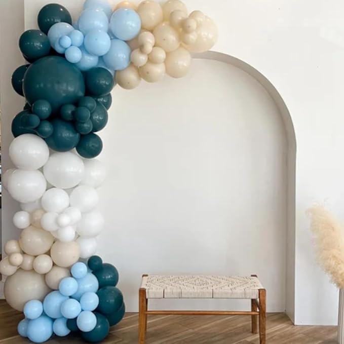 Blue White Balloons Dusty Blue White Beige Balloons 60PCS 12INCH Slate Blue - Image 5