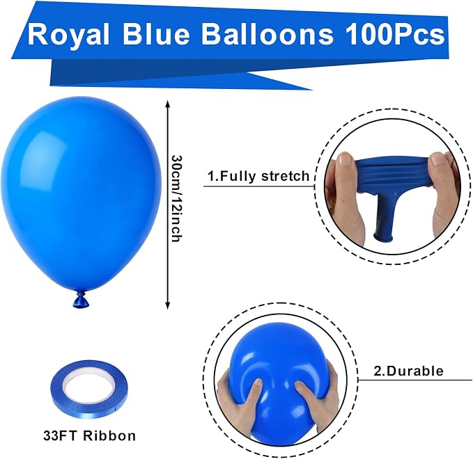 Patimate Royal Blue Latex Party Balloons 100 Pack 12 Inch Party Decorations | - Image 6