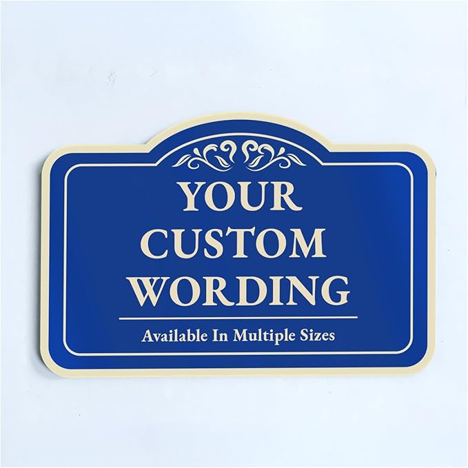 Custom Decorative Outdoor Metal Sign - Personalized Aluminum Driveway Sign, Waterproof, Made In USA - Design 1 Blue Steel 30x24 In