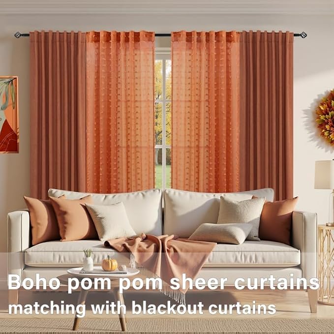 KOUFALL Terracotta Boho Curtains - Image 3