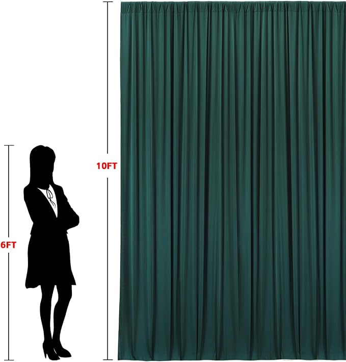 20x10ft Wrinkle Free Hunter Green Backdrop Curtain - Image 6