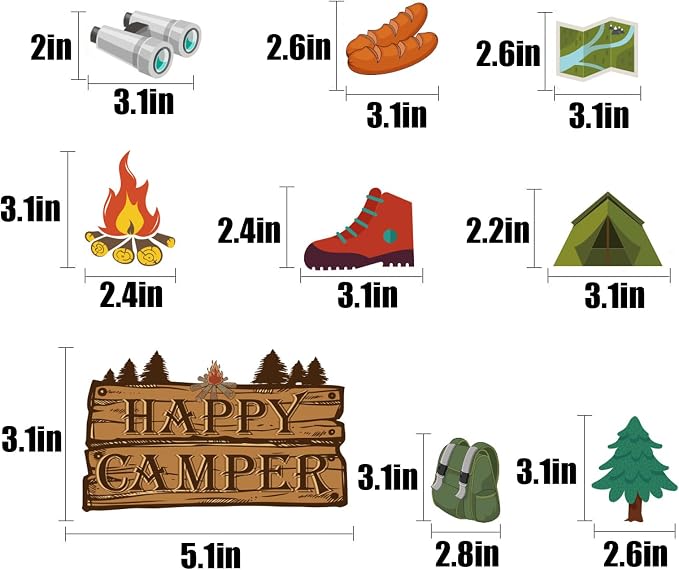 Camping Birthday Party Decoration Kit Banner Cake Topper Happy Camper Party - Image 3