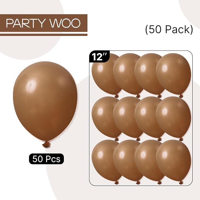 PartyWoo Brown Balloons 50pcs Boho Neutral Coffee Tan Fall Color | Balloons - Image 8