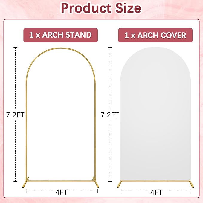 7.2FT Wedding Arch Backdrop Stand and Cover Set, Metal Balloon Arch Stand and - Image 2