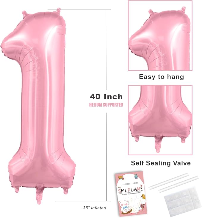 Pastel Pink 0 Balloon Numbers, 40 Inch Large Light Pink Foil Number Balloons - Image 4