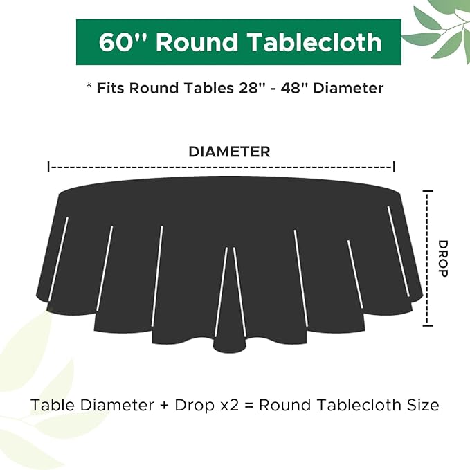 Biscaynebay Textured Fabric Tablecloths Round 60", Brown Water Resistant Table Cloth Small Circle Folding Table Covers for Dining, Kitchen, Wedding & Parties etc. Machine Washable