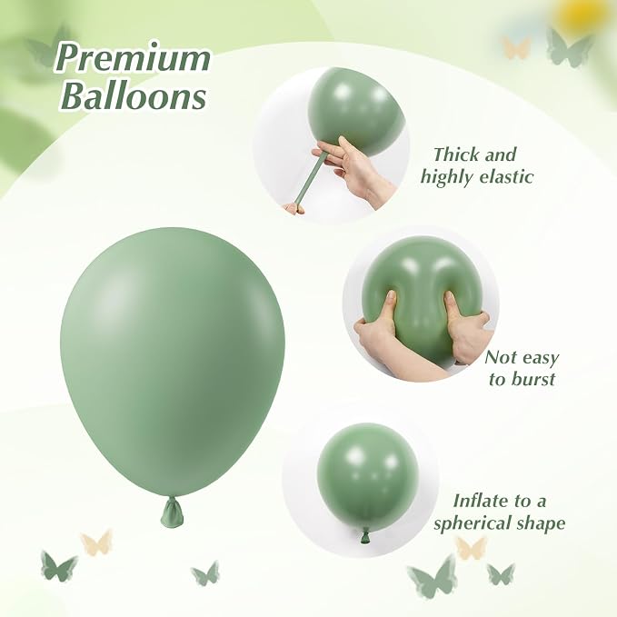 Sage green Balloons, 12inch Sage green Sand White Metallic Gold Confetti - Image 3