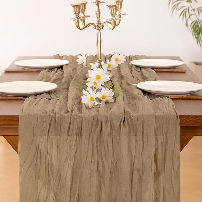 Cheesecloth Table Runner Summer Boho Wedding Birthday Party Home Decor | Nude - Image 2