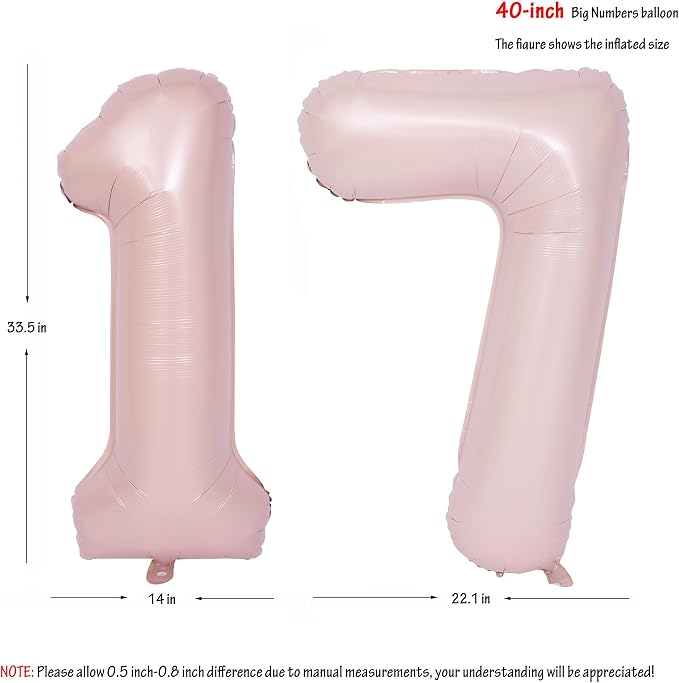 40 In Matte Pink Number Balloons Helium Foil Mylar Balloon Party Digital 17 | - Image 2