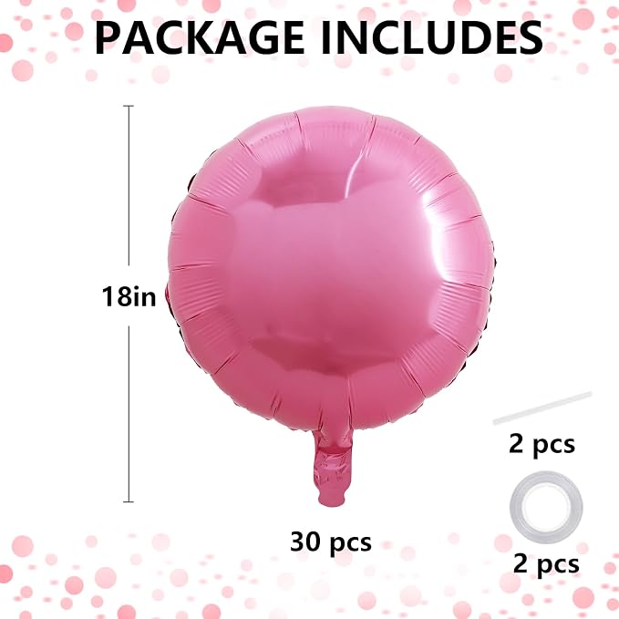 TONIFUL 30Pcs 18 Inch Round Balloons Large Pink Round Shape Foil Ballons Big - Image 2