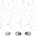 24 PCS Silver Foil Hanging Swirl, Sparkle Ceiling Hanging Decorations, Plastic by PatiCool