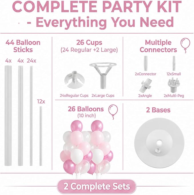 Clear Pink Balloon Column Stand Kit - Image 2