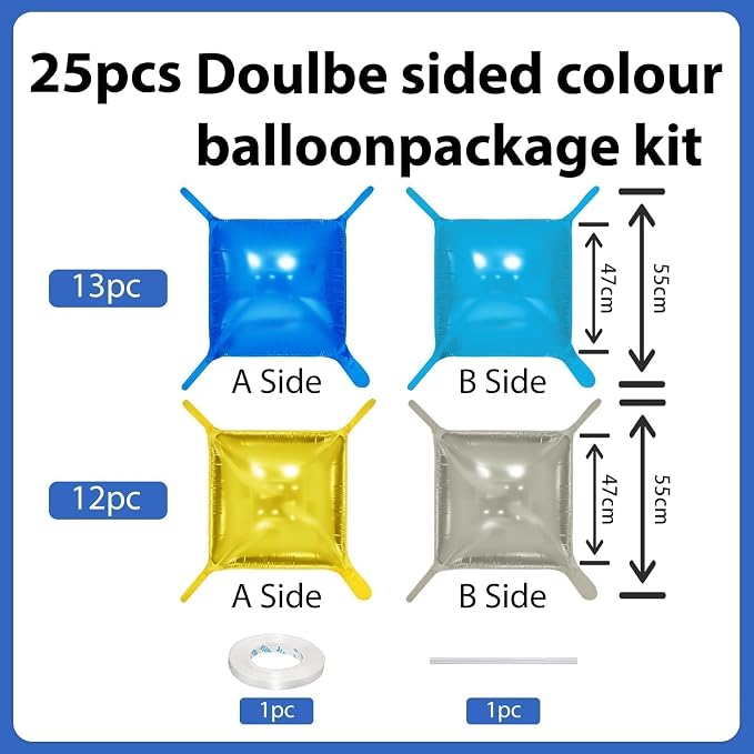 Metallic Navy Blue and Gold, Pearl Blue and Silver Double Sided Square Foil - Image 3