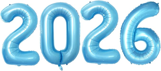 42 Inch 2026 Light Blue Foil Number Balloons by GOER