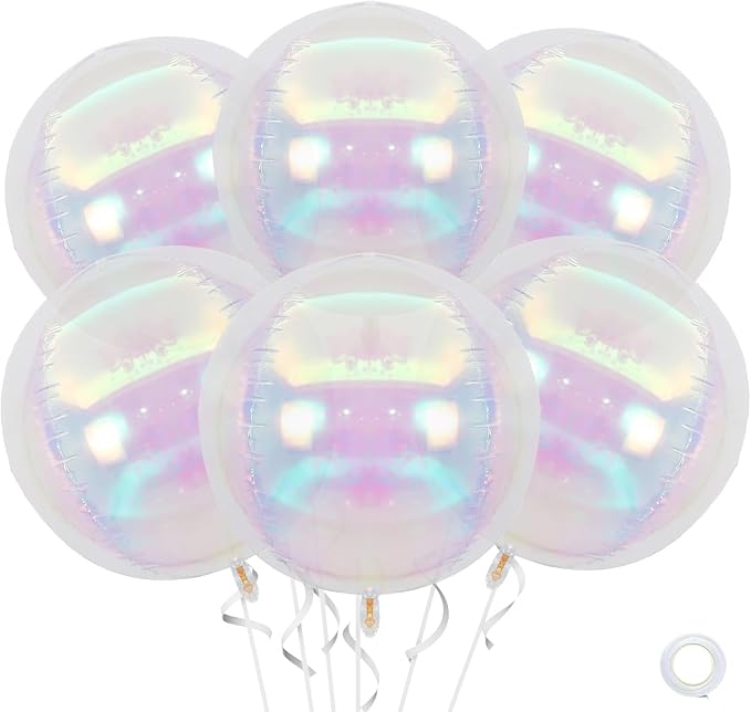 22 Inch Iridescent Balloons, 22 Inch Big Round Foil Balloon by Saxuxu
