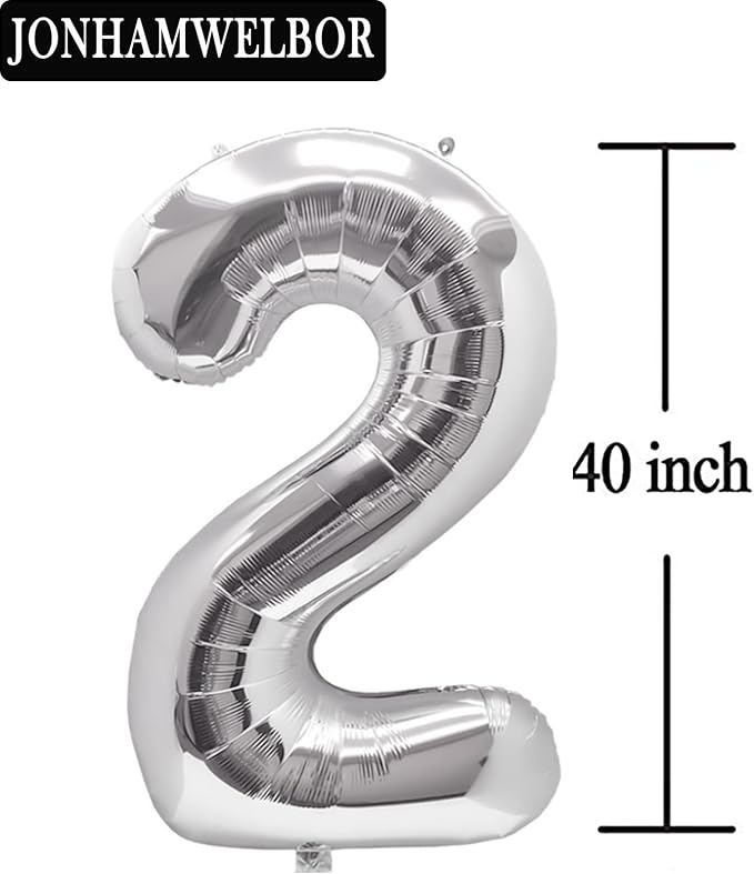 Jonhamwelbor 20 Number Balloons Silver Giant Jumbo Big Large Number 20 Foil - Image 2