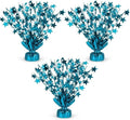 PMU 3 Pack Bursting Star Metallic Foil Spray Centerpiece- Turquoise Balloon by PMU