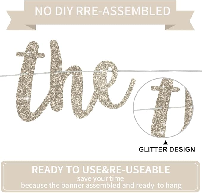 BEISHIDA Champagne Pre-Strung Glitter The Beginning of A New Chapter Banner | - Image 2