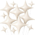 Cream White Star Balloons, 26Inch and 10Inch Sand White Quadrangle Helium by Adorely