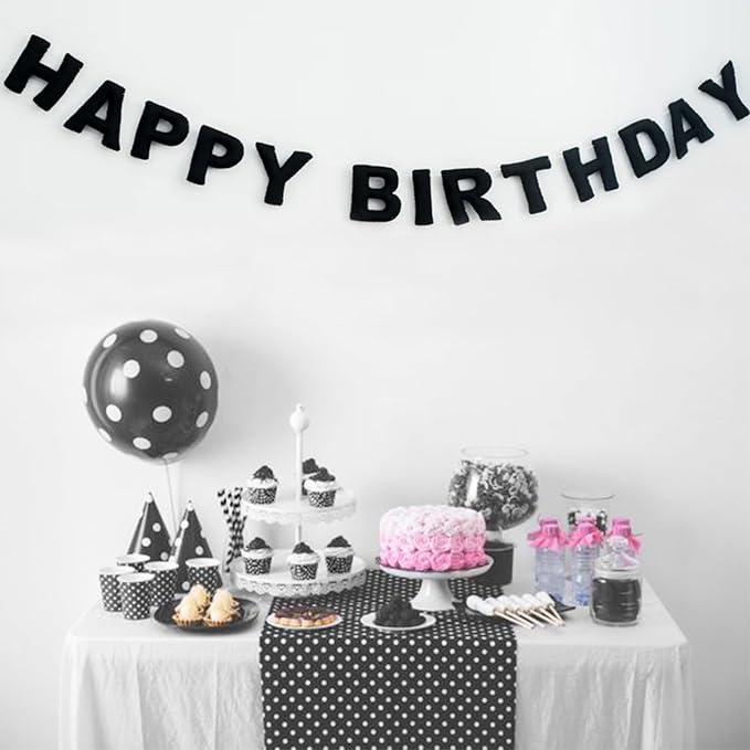 Pre-Strung Reusable 3D Black Happy Birthday Banner Men Birthday Decorations | - Image 6