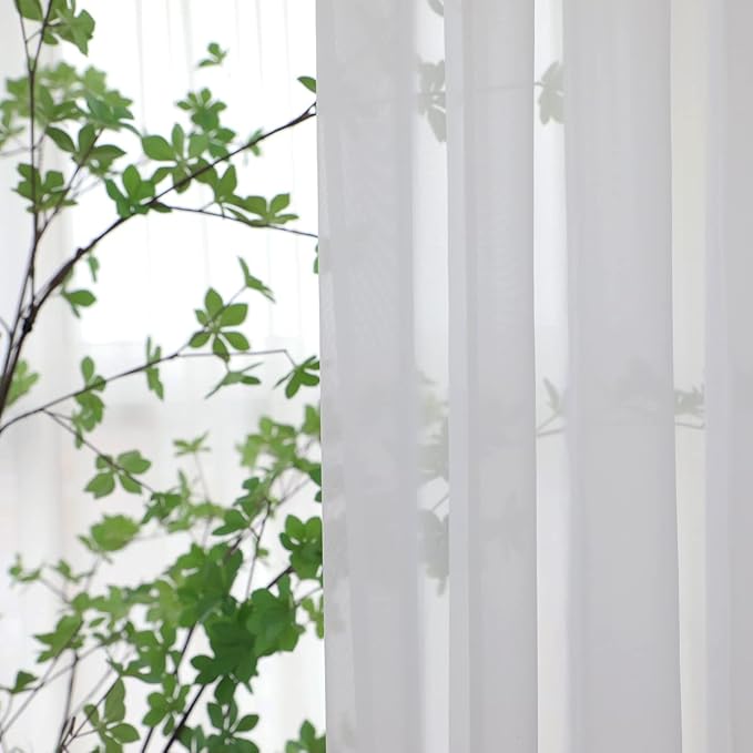 Window Ivory Sheer Curtains 84 Inches Long 2 Panels Sheer Curtain Basic Rod Pocket Panel for Bedroom Children Living Room Yard Kitchen (Ivory, 52" W x 84" L | 2 pcs)