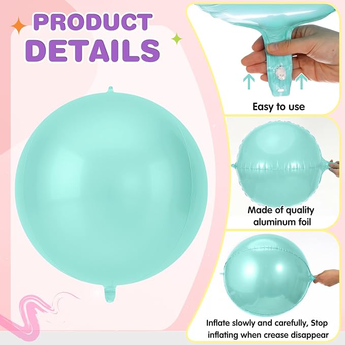 Jenaai 30 Set Pastel Round Foil Balloons Bulk 22 Inch 4d Metallic Giant - Image 6