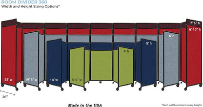 Versare Room Divider 360 Portable Wall Partition | Folding Panels | Large Freestanding Divider | Locking Wheels | Temporary Room Separator