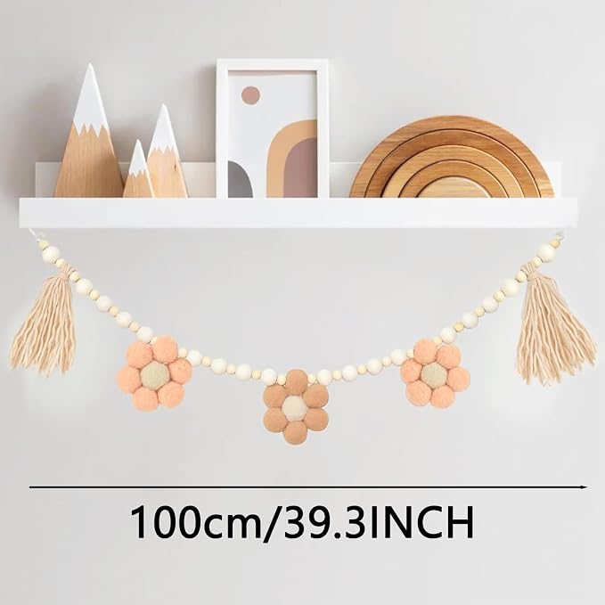 Boho Tassel Garland with Wooden Beads，for Home and Outdoor Decor， Daisy Wooden - Image 4