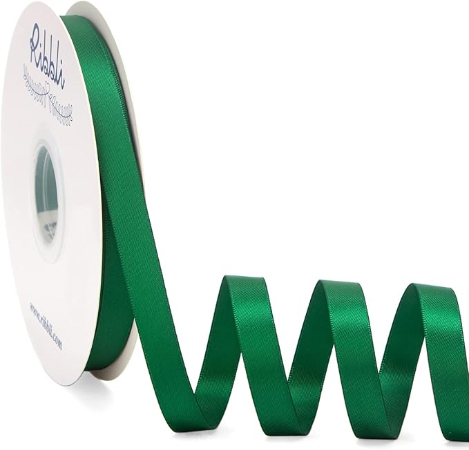 Ribbli Forest Green Satin Ribbon Double Faced Satin 1/2 inch x Continuous 50 by Ribbli