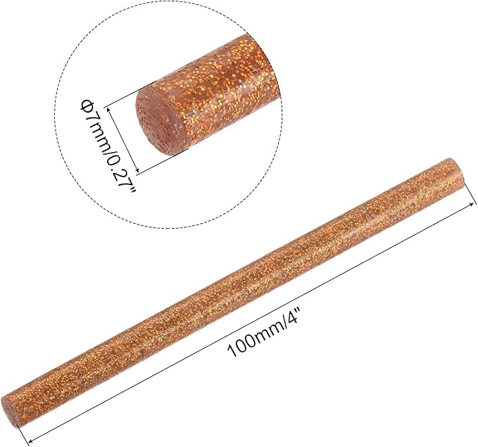 uxcell 20pcs Hot Glue Sticks for Glue Gun 7mm/0.27-inch x 4-inch Mini Hot Melt Adhesive Glue Stick Glitter Bronze Gold