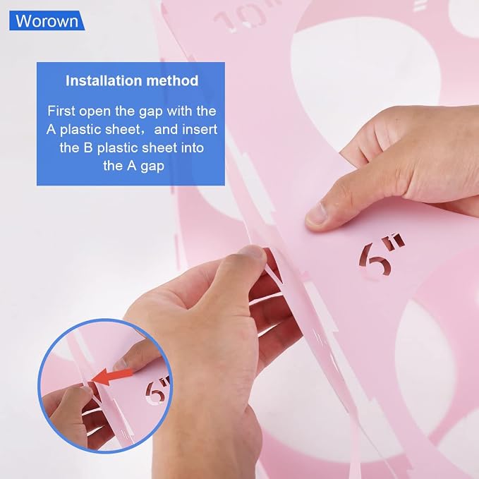 Worown 14 Holes Collapsible Pink Plastic Balloon Sizer Box, 1-10 Inch Balloons - Image 4