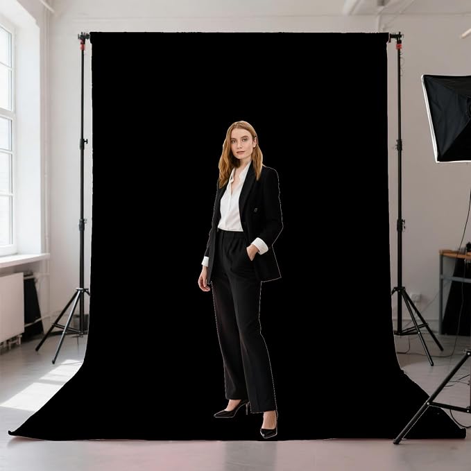 Black Photography Backdrop for Photoshoot, Fabric 5x7ft | Polyester Studio - Image 2