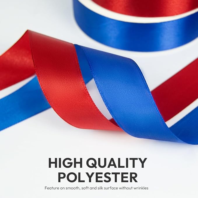 KMER LIFE 1 inch Wide x 50 Yards Golden Single Faced Polyester Satin Ribbon, Golden Satin Ribbon Perfect for Wedding Decor, Wreath, Crafts, Gift Wrapping & Other Projects (Golden)