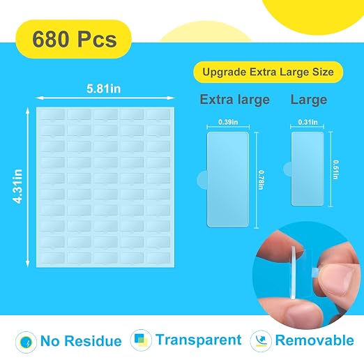 680Pcs Clear Stick Dots, Double Sided, Removable Museum Putty | Adhesive Putty - Image 2