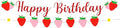 MEETINGU Strawberry Happy Birthday Banner, Strawberry and Flower Themed by MEETINGU