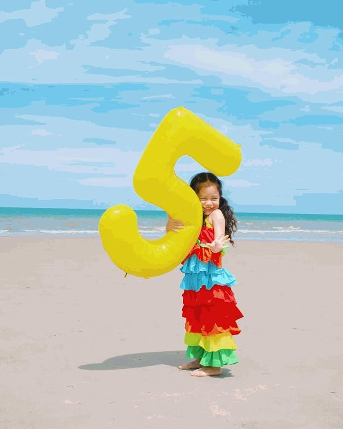 4 Balloon - Macaron Yellow Birthday Number Balloons, 40 Inch Decorations | - Image 9